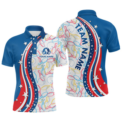Patriotic Bowling Shirt for Men Women Team Custom Bowling Polo Shirt & 1/4 Zip Shirts MBL22