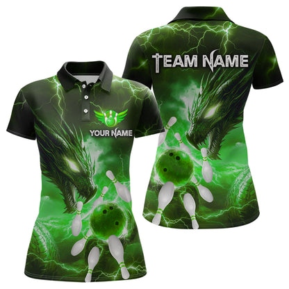 Custom Dragon Bowling Shirt Green Thunder Bowling Jersey for Men Women Team MBL82