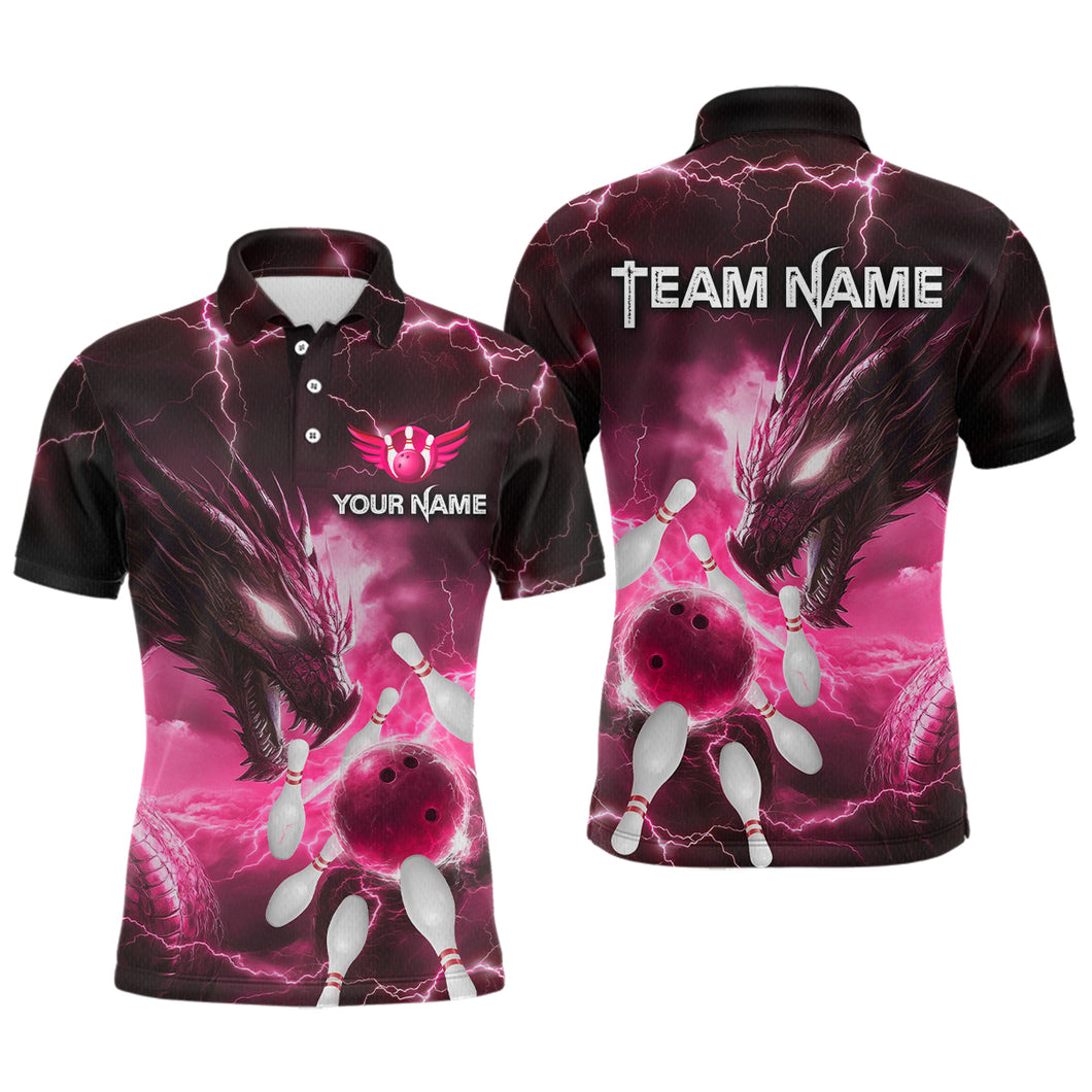 Custom Dragon Bowling Shirt Pink Thunder Bowling Jersey for Men Women Team MBL82