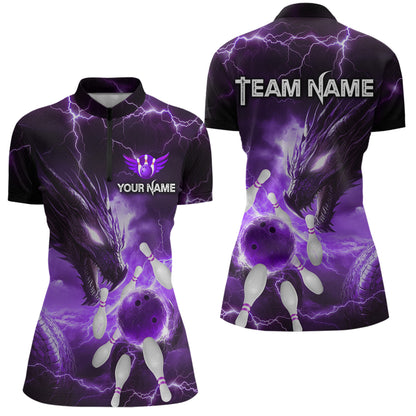 Custom Dragon Bowling Shirt Purple Thunder Bowling Jersey for Men Women Team MBL82