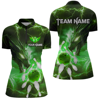 Custom Dragon Bowling Shirt Green Thunder Bowling Jersey for Men Women Team MBL82