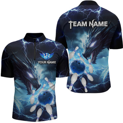 Custom Dragon Bowling Shirt Blue Thunder Bowling Jersey for Men Women Team MBL82