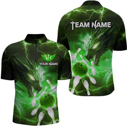 Custom Dragon Bowling Shirt Green Thunder Bowling Jersey for Men Women Team MBL82