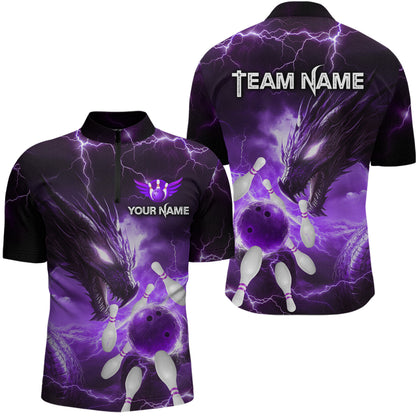 Custom Dragon Bowling Shirt Purple Thunder Bowling Jersey for Men Women Team MBL82