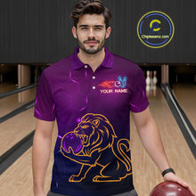 Load image into Gallery viewer, Neon Purple Lion Bowling Shirts for Men Women Team Bowling Jerseys Polo and Zip Shirt MBL165