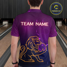 Load image into Gallery viewer, Neon Purple Lion Bowling Shirts for Men Women Team Bowling Jerseys Polo and Zip Shirt MBL165