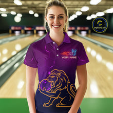 Load image into Gallery viewer, Neon Purple Lion Bowling Shirts for Men Women Team Bowling Jerseys Polo and Zip Shirt MBL165