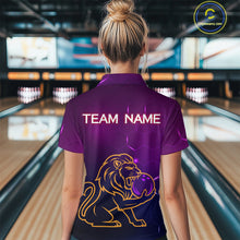Load image into Gallery viewer, Neon Purple Lion Bowling Shirts for Men Women Team Bowling Jerseys Polo and Zip Shirt MBL165