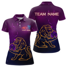 Load image into Gallery viewer, Neon Purple Lion Bowling Shirts for Men Women Team Bowling Jerseys Polo and Zip Shirt MBL165