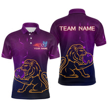 Load image into Gallery viewer, Neon Purple Lion Bowling Shirts for Men Women Team Bowling Jerseys Polo and Zip Shirt MBL165