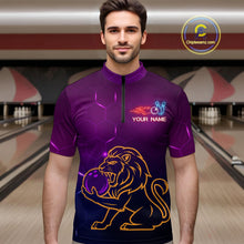 Load image into Gallery viewer, Neon Purple Lion Bowling Shirts for Men Women Team Bowling Jerseys Polo and Zip Shirt MBL165