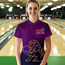 Load image into Gallery viewer, Neon Purple Lion Bowling Shirts for Men Women Team Bowling Jerseys Polo and Zip Shirt MBL165