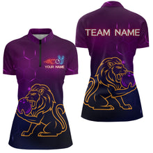 Load image into Gallery viewer, Neon Purple Lion Bowling Shirts for Men Women Team Bowling Jerseys Polo and Zip Shirt MBL165