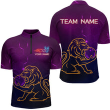 Load image into Gallery viewer, Neon Purple Lion Bowling Shirts for Men Women Team Bowling Jerseys Polo and Zip Shirt MBL165