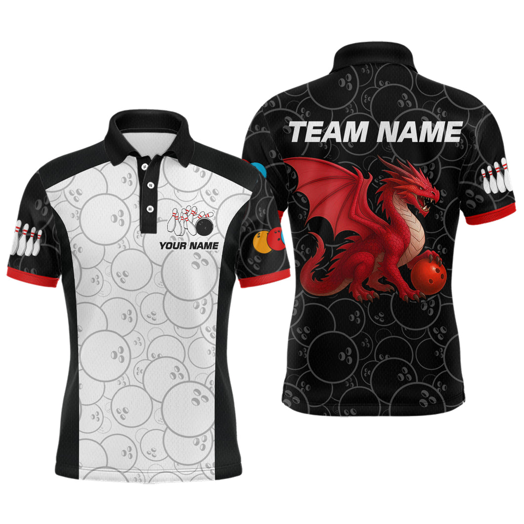 Custom Red Dragon Bowling Shirts for Men Women Team Bowling Polo & Quarter Zip MBL86
