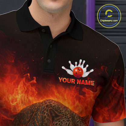 Custom Leopard Bowling Shirts for Women Men Team Bowling Polo and Quarter Zip MBL145