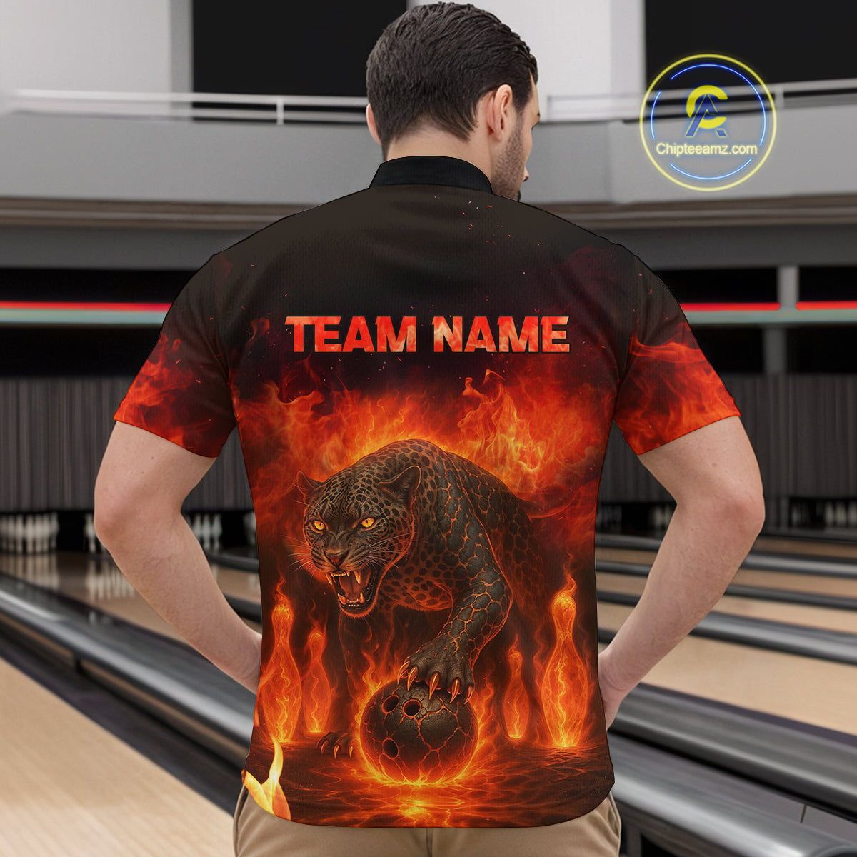 Custom Leopard Bowling Shirts for Women Men Team Bowling Polo and Quarter Zip MBL145