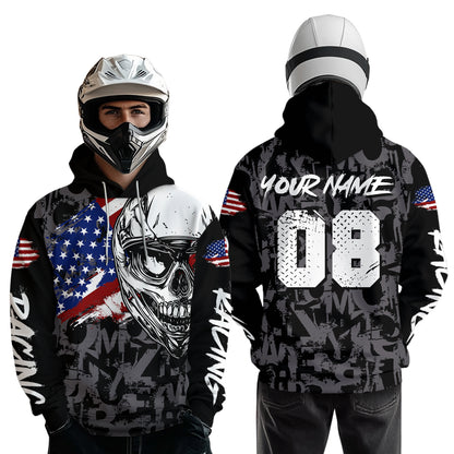 Patriotic Motocross Hoodie for Men Women Dirt Bike Racing Hoodie Custom Riding Shirt MH162