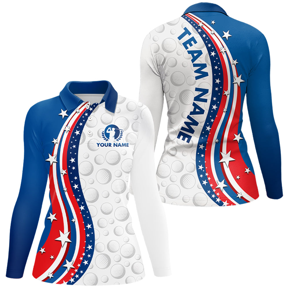 Patriotic American Golf Polo Shirt for Men Women Custom Golf Shirts Blue Golf Apparel MMG27