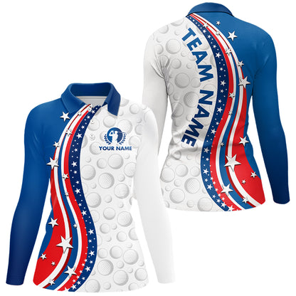 Patriotic American Golf Polo Shirt for Men Women Custom Golf Shirts Blue Golf Apparel MMG27