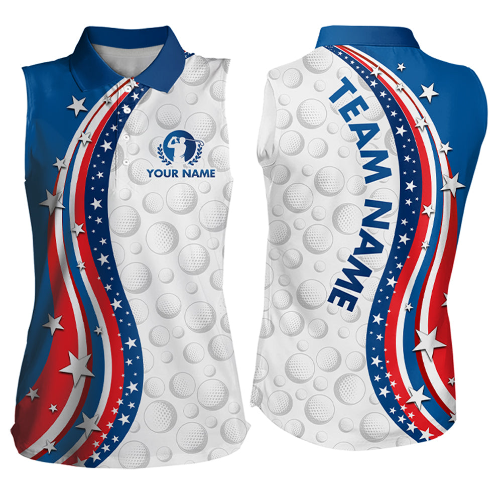 Patriotic American Golf Polo Shirt for Men Women Custom Golf Shirts Blue Golf Apparel MMG27
