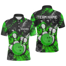 Load image into Gallery viewer, Green Watercolor Bowling Shirts for Women Men Custom Team Bowling Polo&amp;1/4 Zip Shirt MBL110