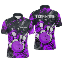 Load image into Gallery viewer, Purple Watercolor Bowling Shirts for Women Men Custom Team Bowling Polo&amp;1/4 Zip Shirt MBL110