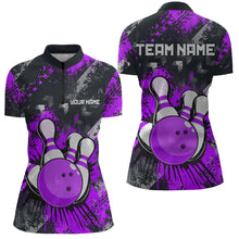 Load image into Gallery viewer, Purple Watercolor Bowling Shirts for Women Men Custom Team Bowling Polo&amp;1/4 Zip Shirt MBL110