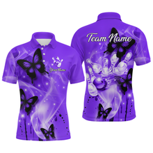 Load image into Gallery viewer, Custom Purple Butterflies Bowling Shirts for Men Women Team MBL120
