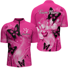 Load image into Gallery viewer, Custom Pink Butterflies Bowling Shirts for Men Women Team MBL120