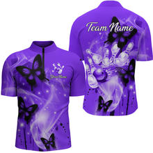Load image into Gallery viewer, Custom Purple Butterflies Bowling Shirts for Men Women Team MBL120