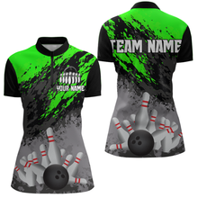 Load image into Gallery viewer, Custom Green Bowling Shirt forMen Women Team Bowling Jersey Bowling Polo &amp; 1/4 Zip Shirt MBL40