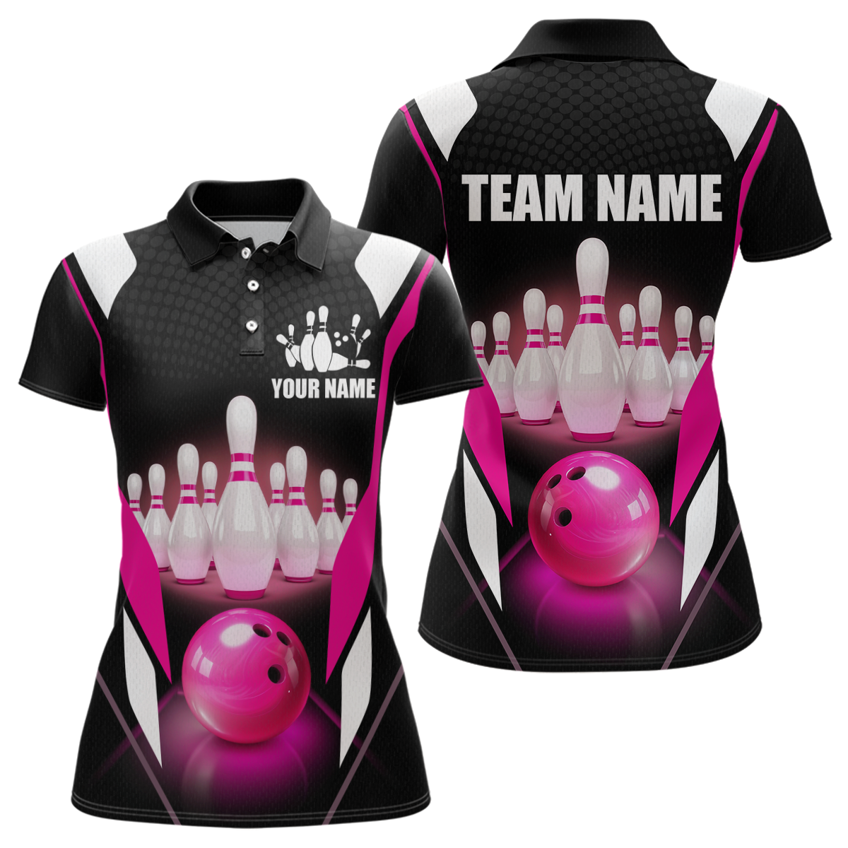 Pink Bowling Shirt for Men and Women Bowling Jersey with Team Bowling Polo & 1/4 Zip MBL42
