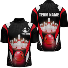 Load image into Gallery viewer, Red Bowling Shirt for Men and Women Bowling Jersey with Team Bowling Polo &amp; 1/4 Zip MBL42
