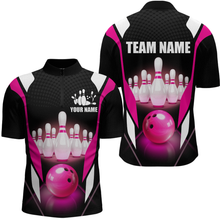 Load image into Gallery viewer, Pink Bowling Shirt for Men and Women Bowling Jersey with Team Bowling Polo &amp; 1/4 Zip MBL42