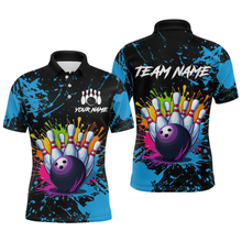 Load image into Gallery viewer, Custom Blue Watercolor Bowling Shirts for Men Women Team Funny Bowling Jersey MBL45