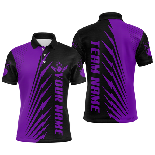Custom Purple Bowling Shirts for Men Women Team Bowling Polo & 1/4 Zip Shirt MBL48