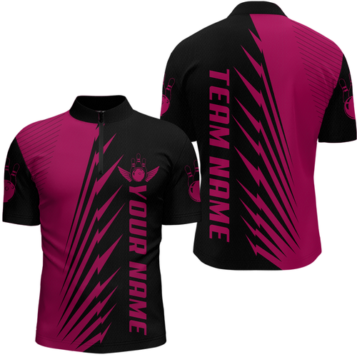 Custom Pink Bowling Shirts for Men Women Team Bowling Polo & 1/4 Zip Shirt MBL48
