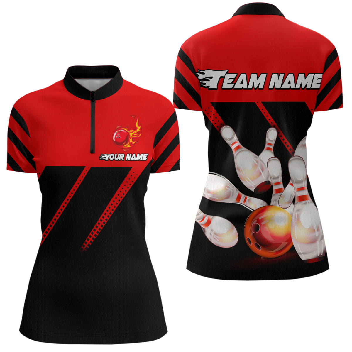 Red Bowling Shirt Custom Bowling Jersey for Men Women Bowling Polo&1/4 Zip Shirts MBL51