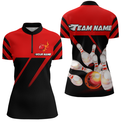 Red Bowling Shirt Custom Bowling Jersey for Men Women Bowling Polo&1/4 Zip Shirts MBL51