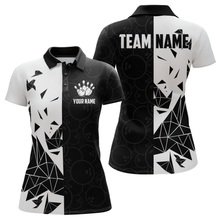 Load image into Gallery viewer, Black &amp; White Bowling Shirts for Women Men Custom Team Bowling Polo&amp;1/4 Zip Shirt MBL174