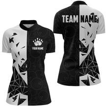 Load image into Gallery viewer, Black &amp; White Bowling Shirts for Women Men Custom Team Bowling Polo&amp;1/4 Zip Shirt MBL174