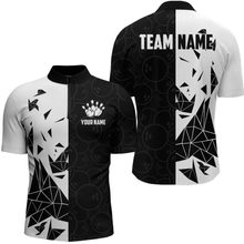 Load image into Gallery viewer, Black &amp; White Bowling Shirts for Women Men Custom Team Bowling Polo&amp;1/4 Zip Shirt MBL174