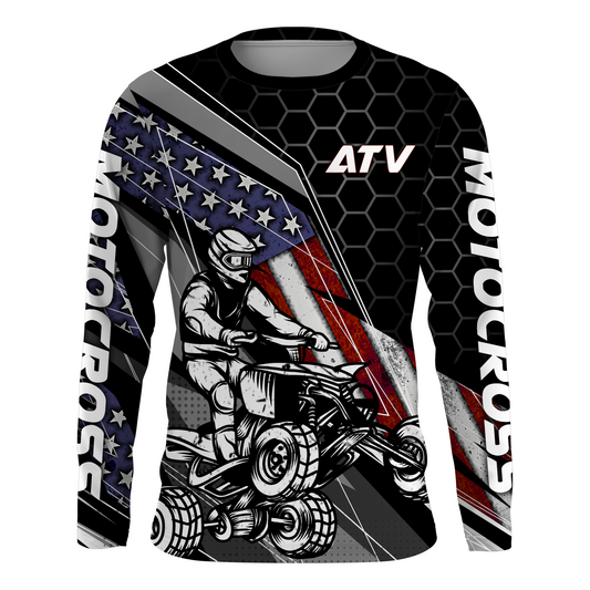 ATV Motocross Jersey UPF30+ ATV Quad Bike Shirt Men Kid American Flag ATV Racing Jersey MX29