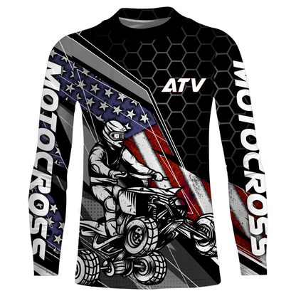 ATV Motocross Jersey UPF30+ ATV Quad Bike Shirt Men Kid American Flag ATV Racing Jersey MX29
