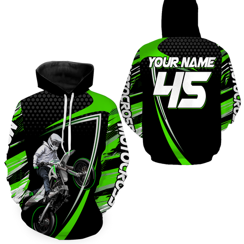Green Motocross Racing Hoodie Jersey For Men Women Motorcycle Dirt Bike Hoodie Zip MH124