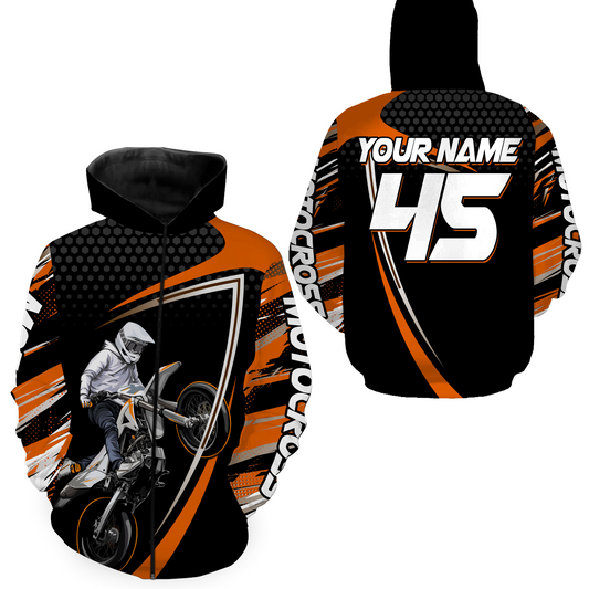 Orange Motocross Racing Hoodie Jersey For Men Women Motorcycle Dirt Bike Hoodie Zip MH124