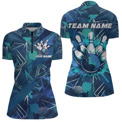 Blue Bowling Shirt Custom Bowling Jersey for Men & Women Flame Bowling Shirt for Bowlers MBL55