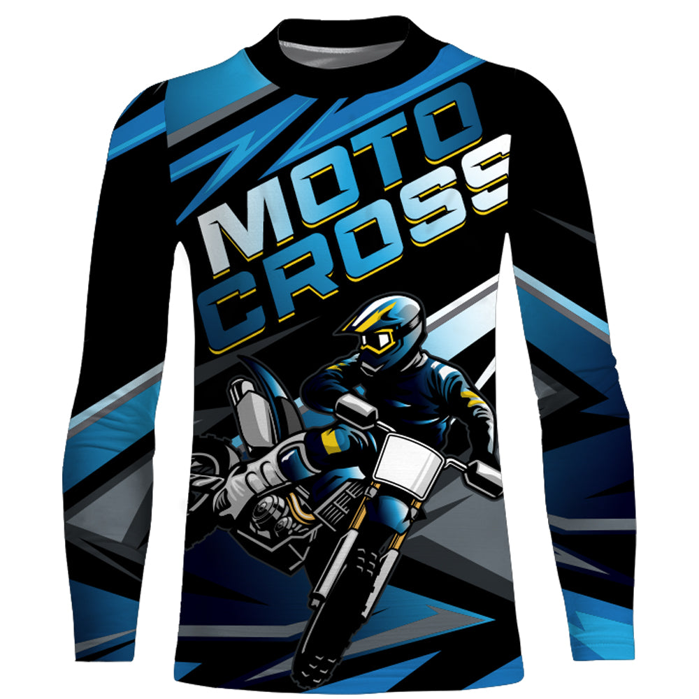 Blue Motocross Jersey Upf30+ Dirt Bike Youth Motocross Riding Shirt Men Women Kid XM38