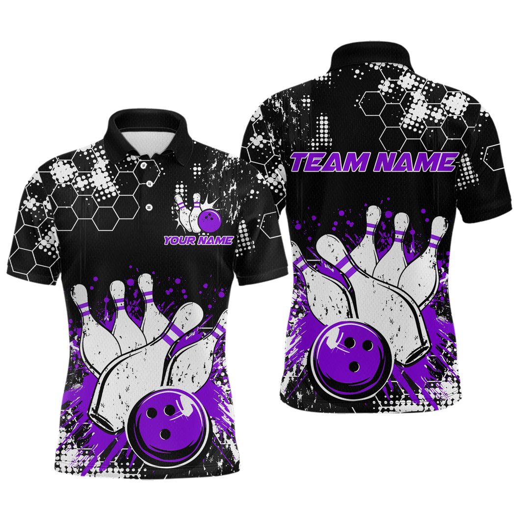 Purple Watercolor Bowling Shirts Men Women Team Custom Bowling Polo & 1/4 Zip Shirt MBL60